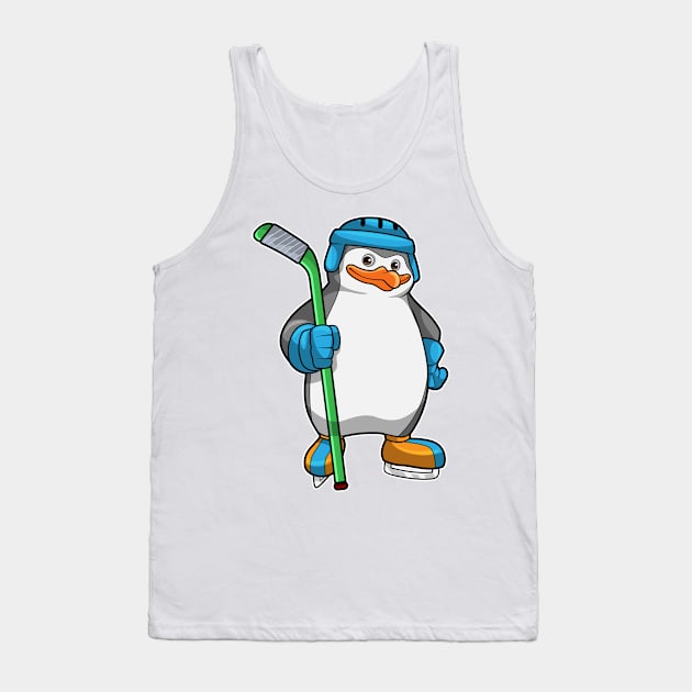 Penguin at Ice hockey with Ice hockey stick Tank Top by Markus Schnabel